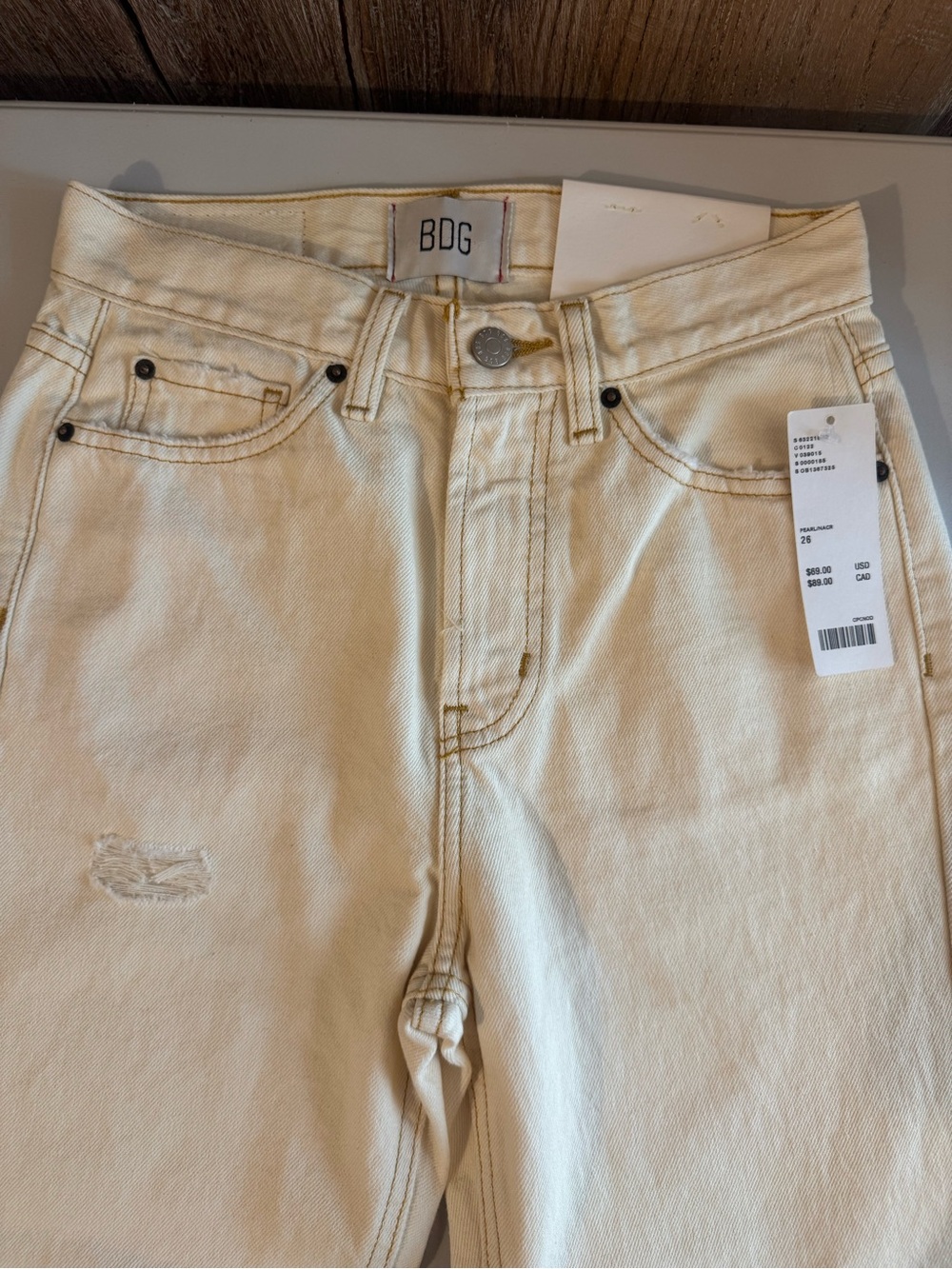 BDG Womens Cream Straight Jeans